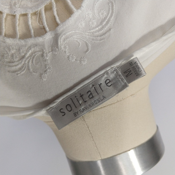 Solitaire Y2K 2000s Lace Top Size M White Romantic Victorian Cottage Whimsygoth - Picture 7 of 8